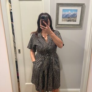 A.L.C. Olive and Black Floral Patterned Mini Dress